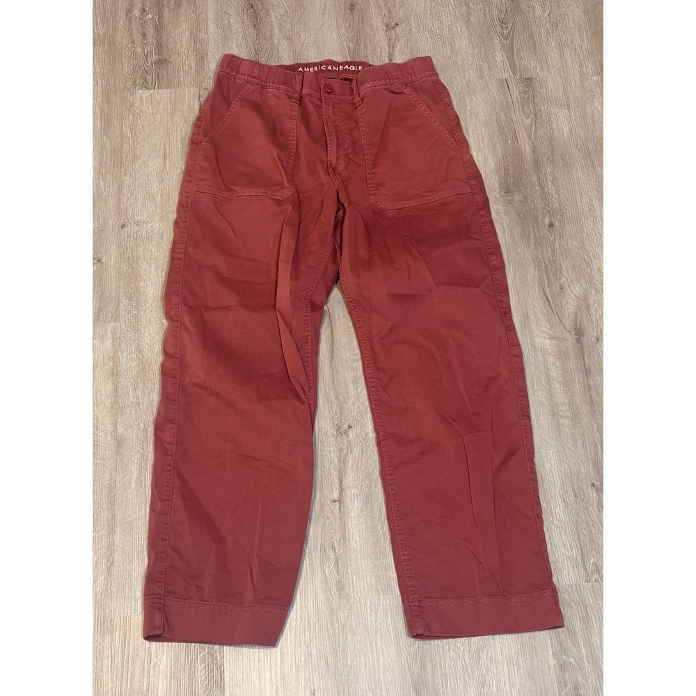 American Eagle AEEX Boyfriend Pants Brick Red Straight Leg Stretch Size M